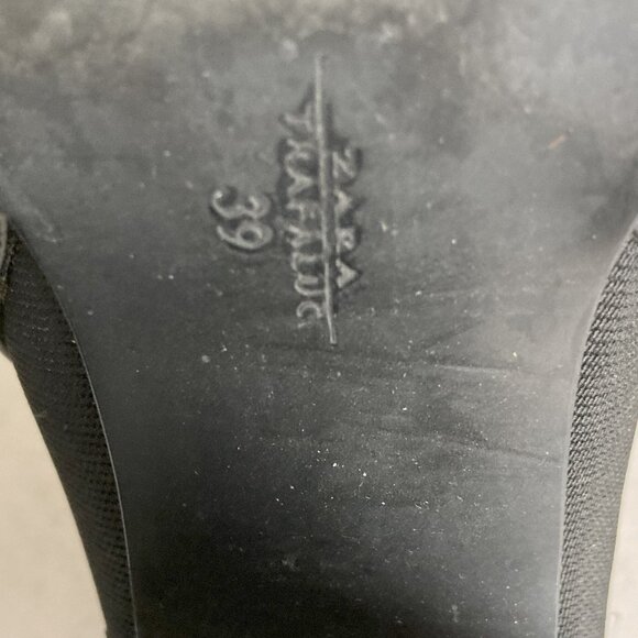 Zara Trafaluc black ankle boots / mules with chunky heels, pointed toe (size 39) - Picture 6 of 6